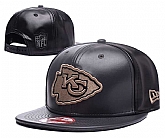 Chiefs Team Logo Black Leather Adjustable Hat GS,baseball caps,new era cap wholesale,wholesale hats